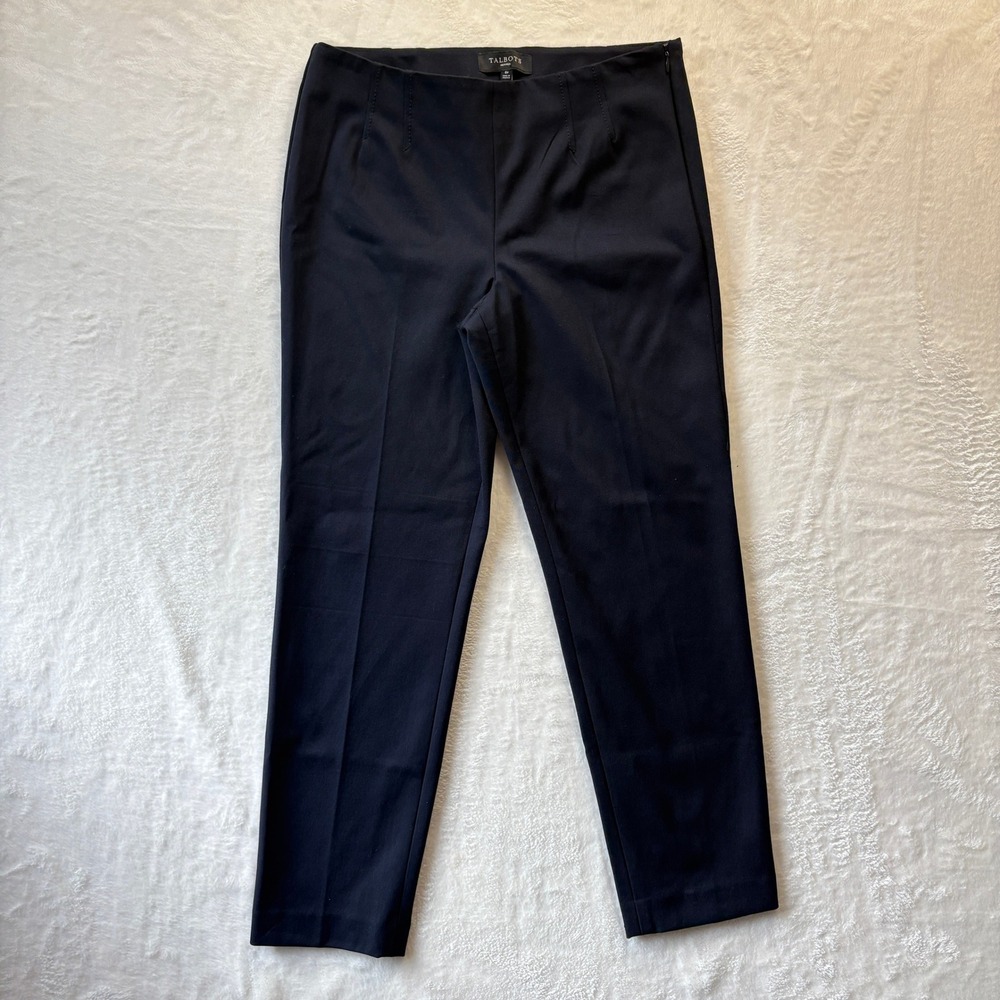 Talbots Pants Women‎ Sz 8 Petite Navy Blue Dress Pants Career Cropped Side Zip